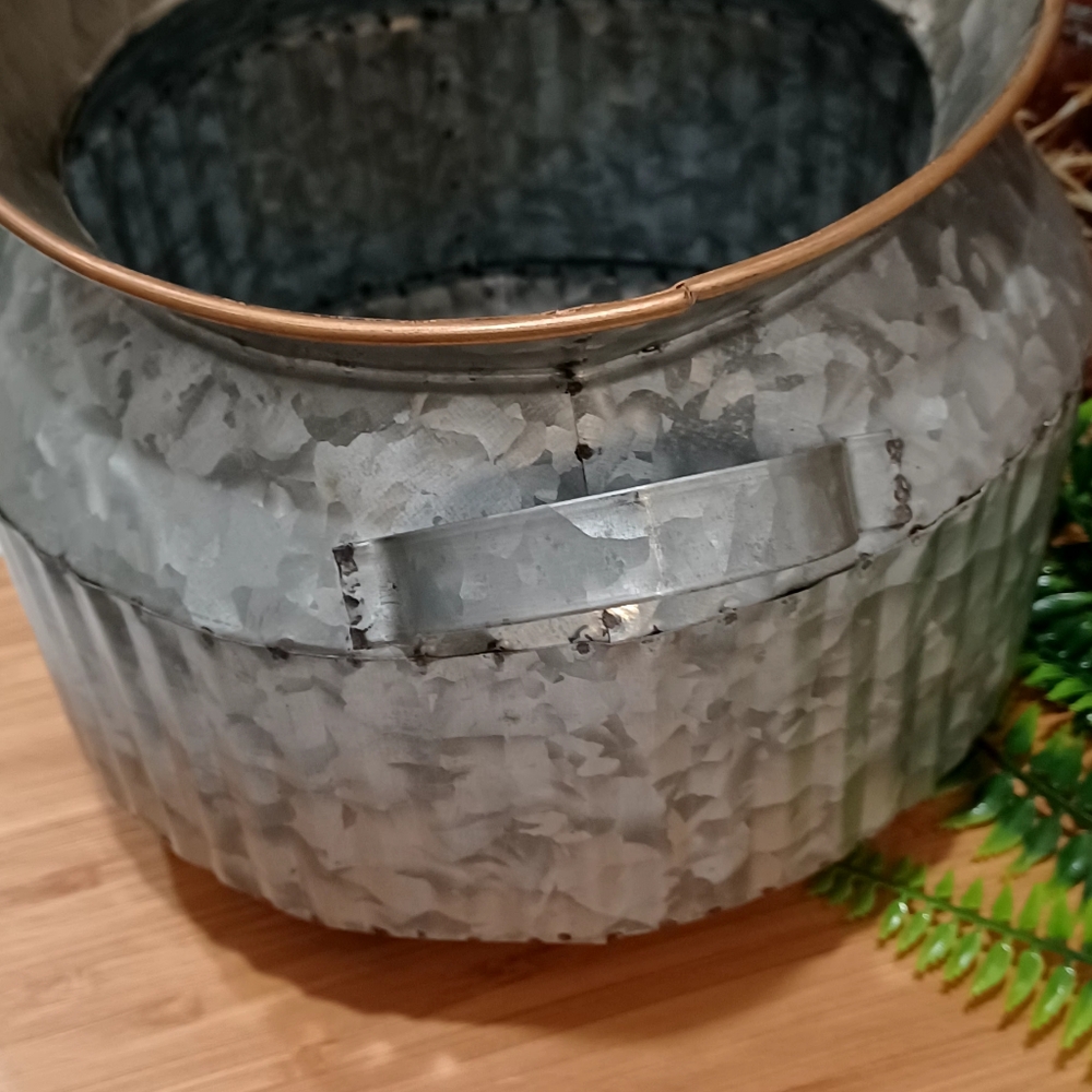 Galvanized Decorative Metal Planter - Picture 4 of 6